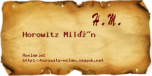 Horowitz Milán névjegykártya